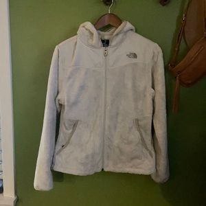 The North Face women’s cream hooded fleece jacket